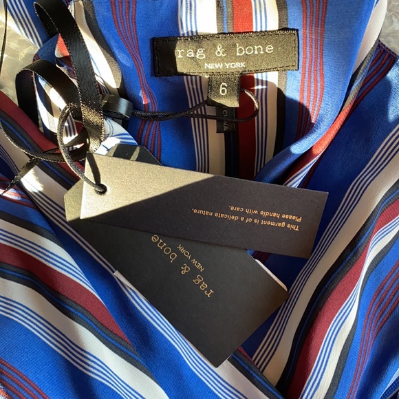 Rag & Bone Felix Striped Silk Jumpsuit Size 6 - Picture 6 of 6